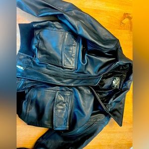 Kids leather bomber jacket